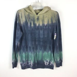 Junior’s 5th & Ryder Navy Stripe Tie Dye Hooded Sweatshirt XL NWOT